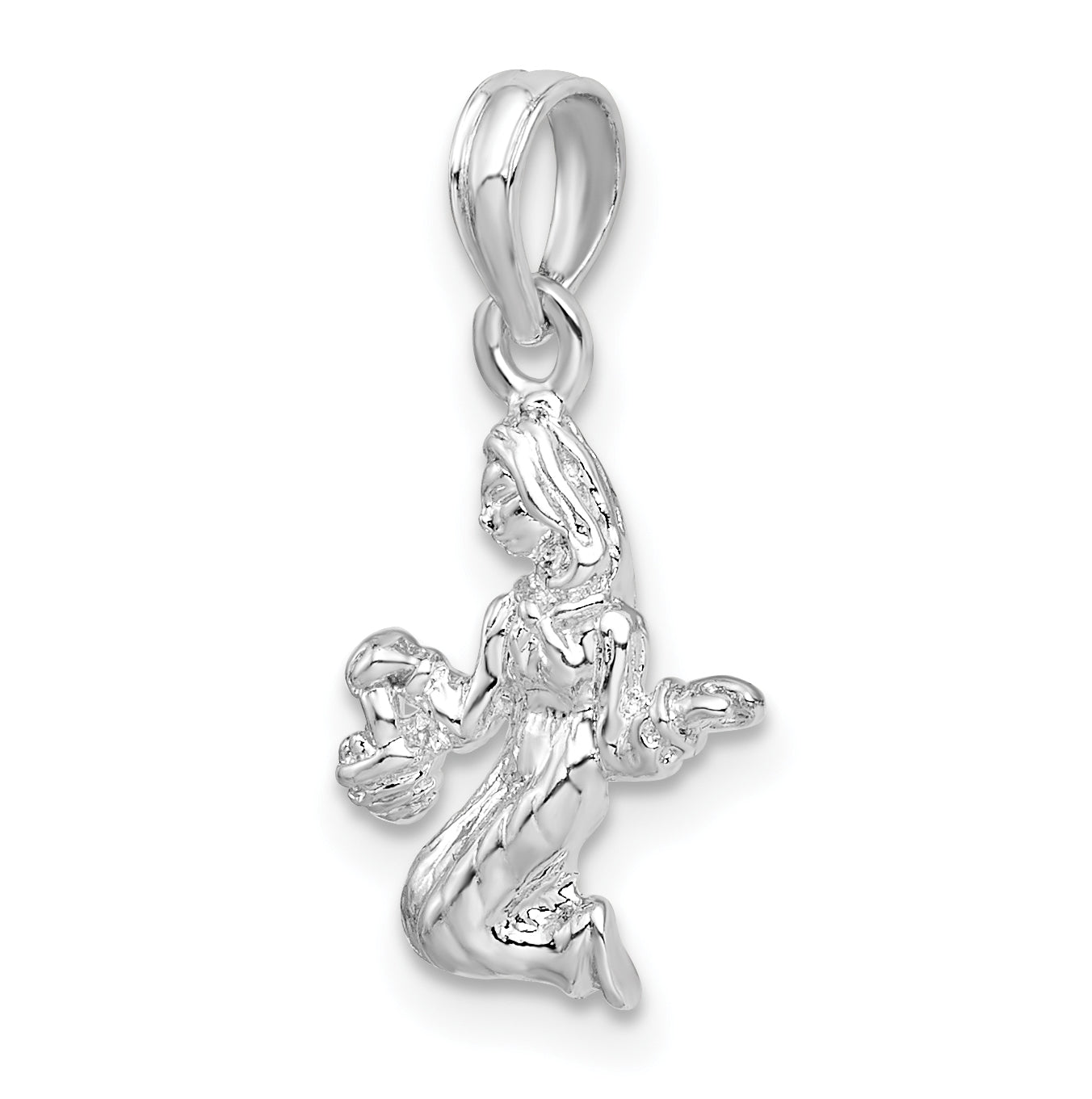 De-Ani Sterling Silver Rhodium plated Polished 3D Virgo Zodiac Pendant