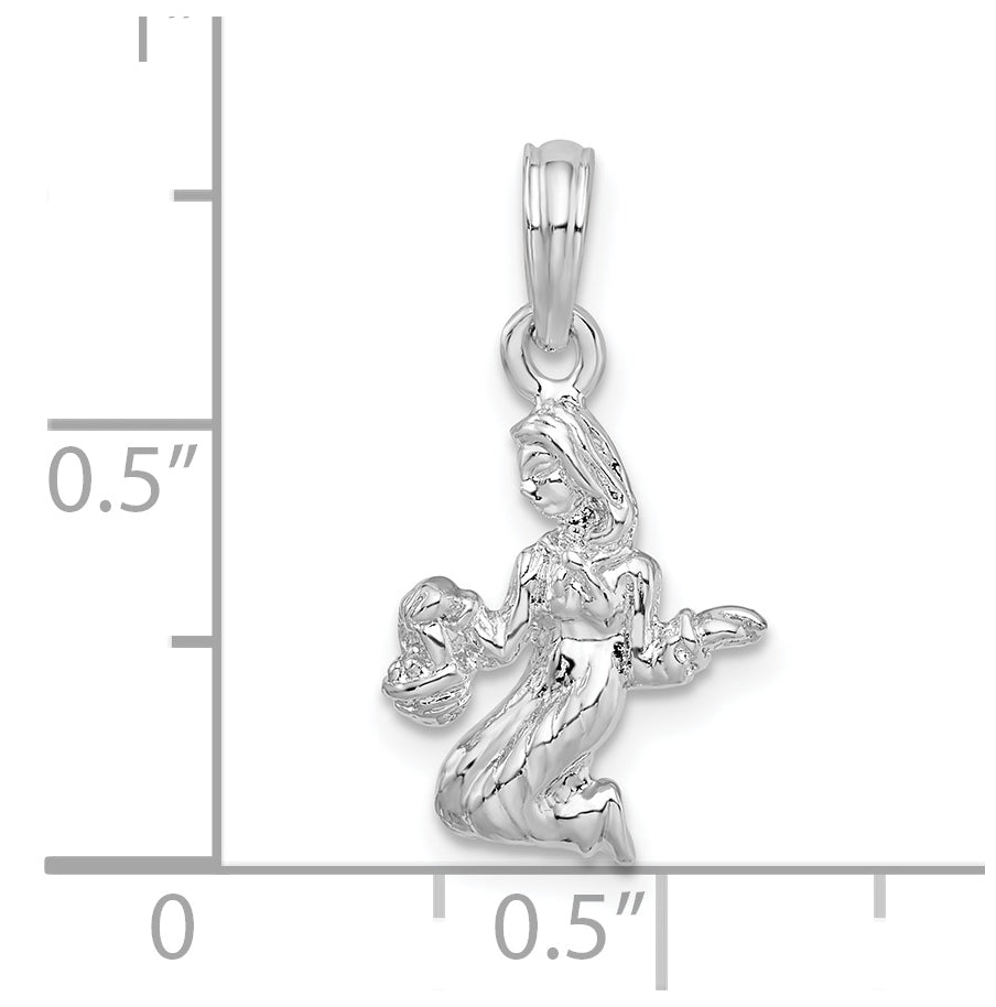 De-Ani Sterling Silver Rhodium plated Polished 3D Virgo Zodiac Pendant