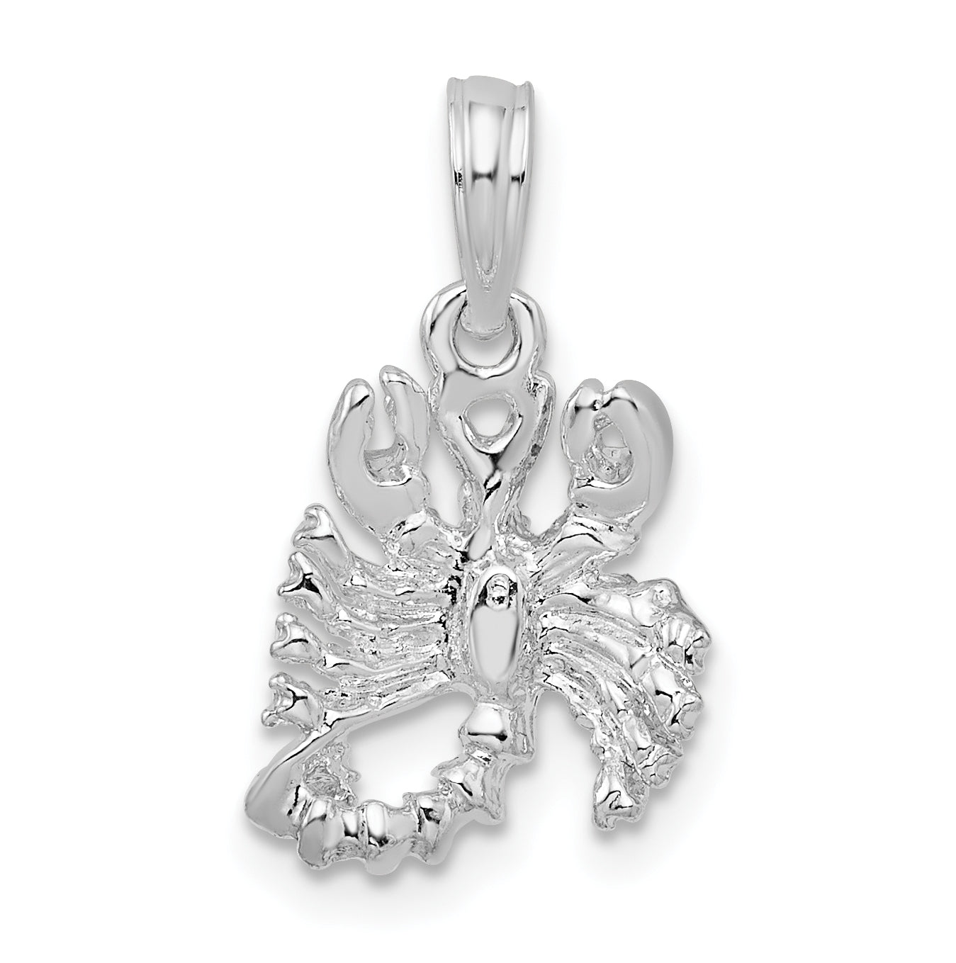 De-Ani Sterling Silver Rhodium plated Polished 3D Scorpio Zodiac Pendant