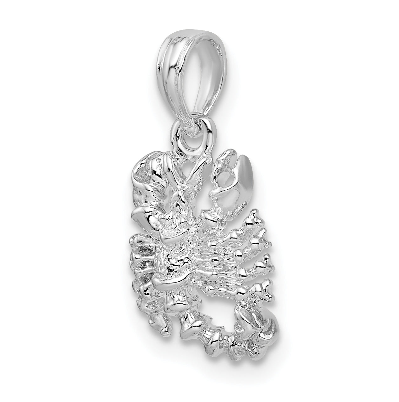 De-Ani Sterling Silver Rhodium plated Polished 3D Scorpio Zodiac Pendant
