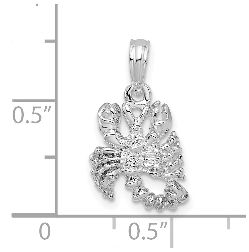 De-Ani Sterling Silver Rhodium plated Polished 3D Scorpio Zodiac Pendant
