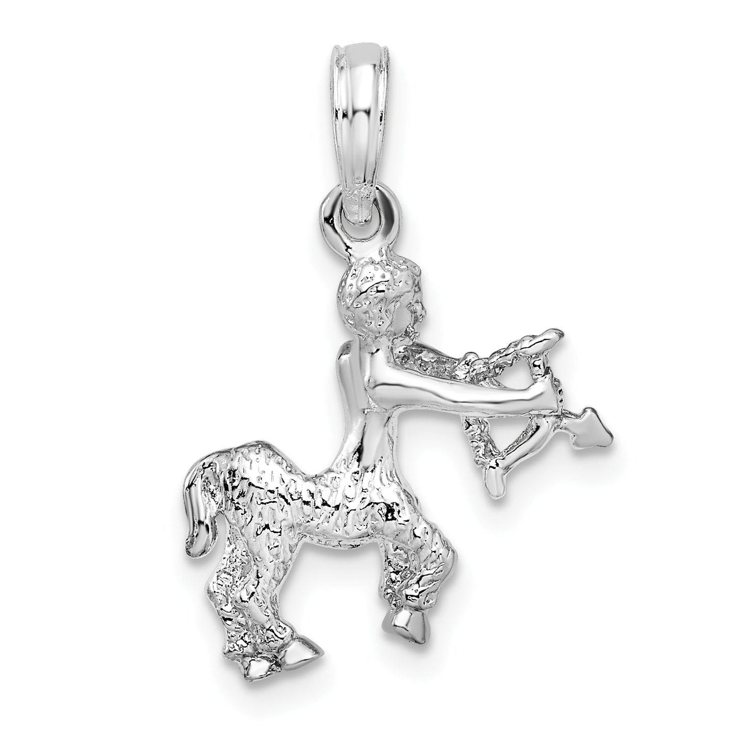 De-Ani Sterling Silver Rhodium plated Polished 3D Sagittarius Zodiac Pendant