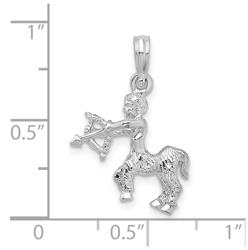 De-Ani Sterling Silver Rhodium plated Polished 3D Sagittarius Zodiac Pendant