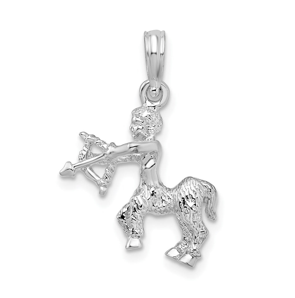 De-Ani Sterling Silver Rhodium plated Polished 3D Sagittarius Zodiac Pendant