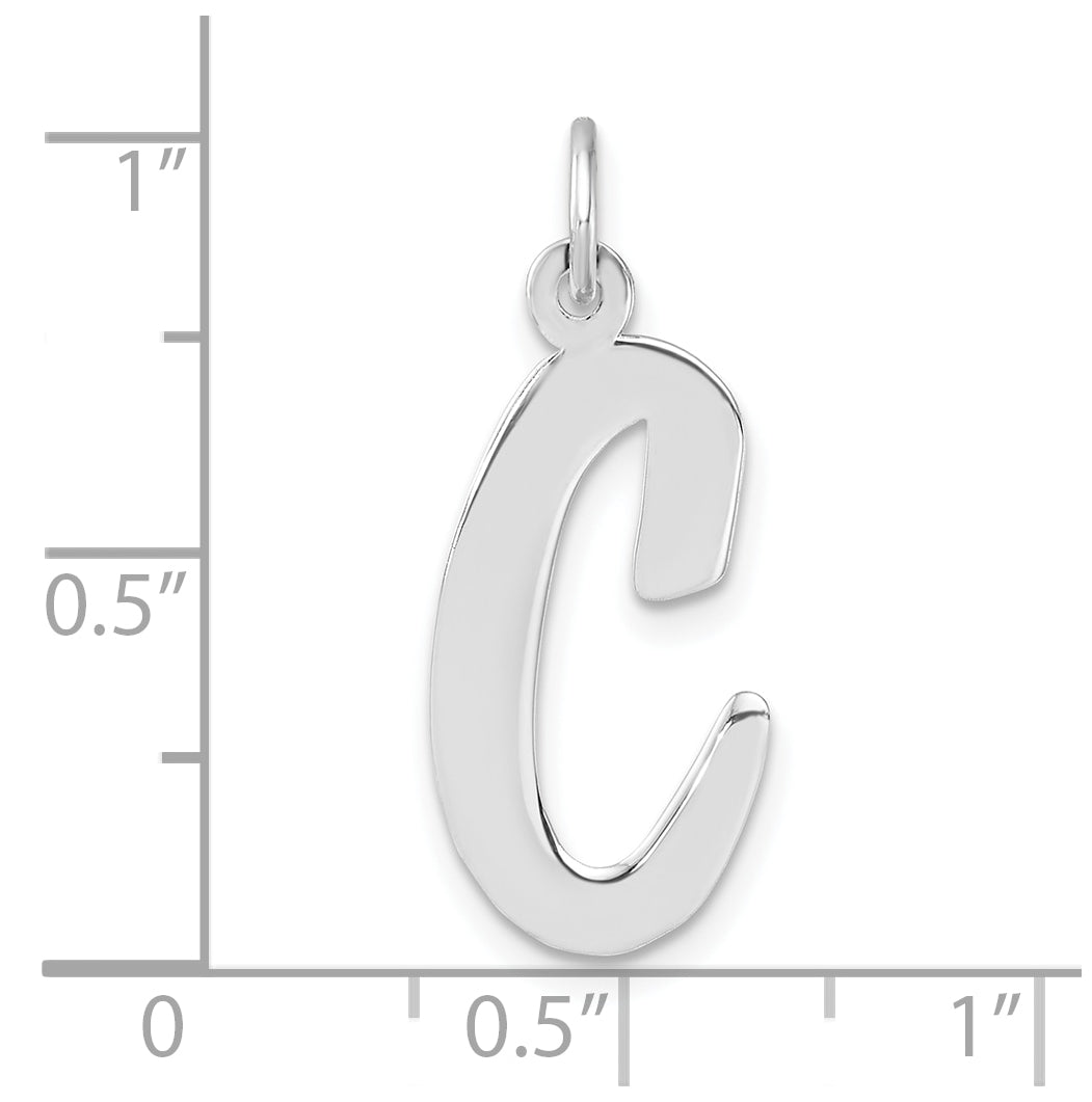 Large Sterling Silver Rhodium plated Script Letter C Initial Charm