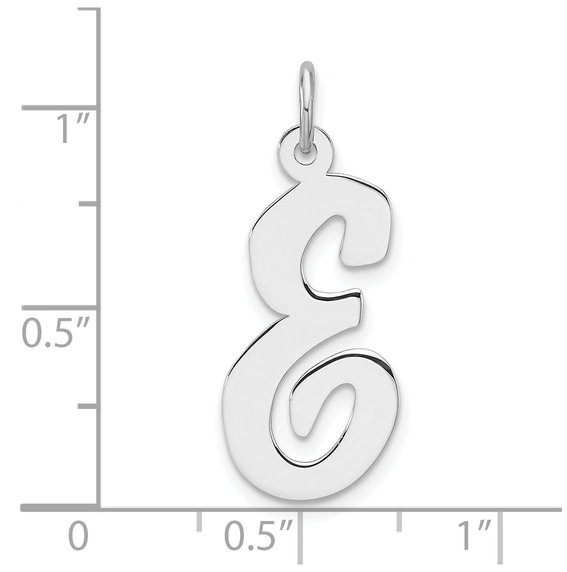 Large Sterling Silver Rhodium plated Script Letter E Initial Charm