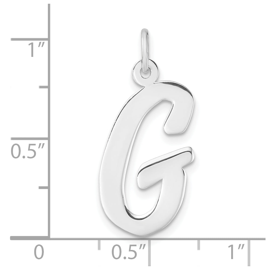Large Sterling Silver Rhodium plated Script Letter G Initial Charm