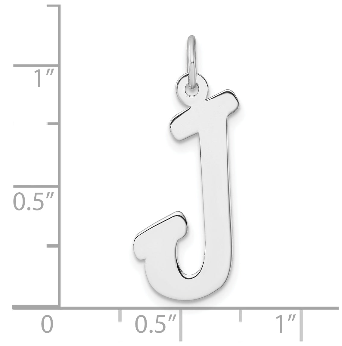 Large Sterling Silver Rhodium plated Script Letter J Initial Charm