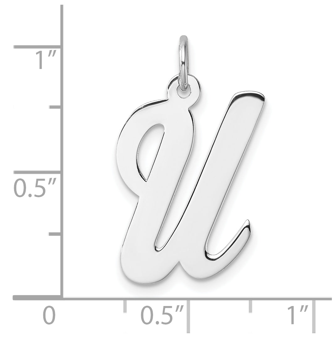 Large Sterling Silver Rhodium plated Script Letter U Initial Charm