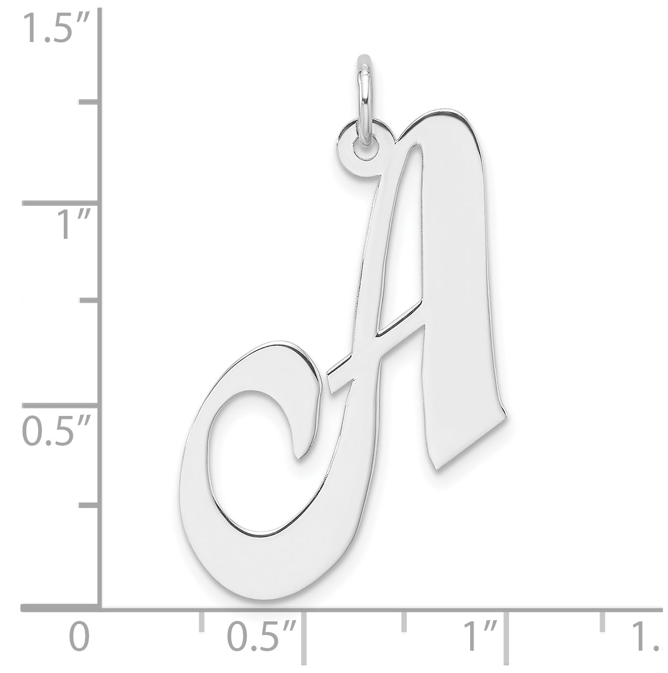 Large Sterling Silver Rhodium plated Fancy Script Letter A Initial Charm