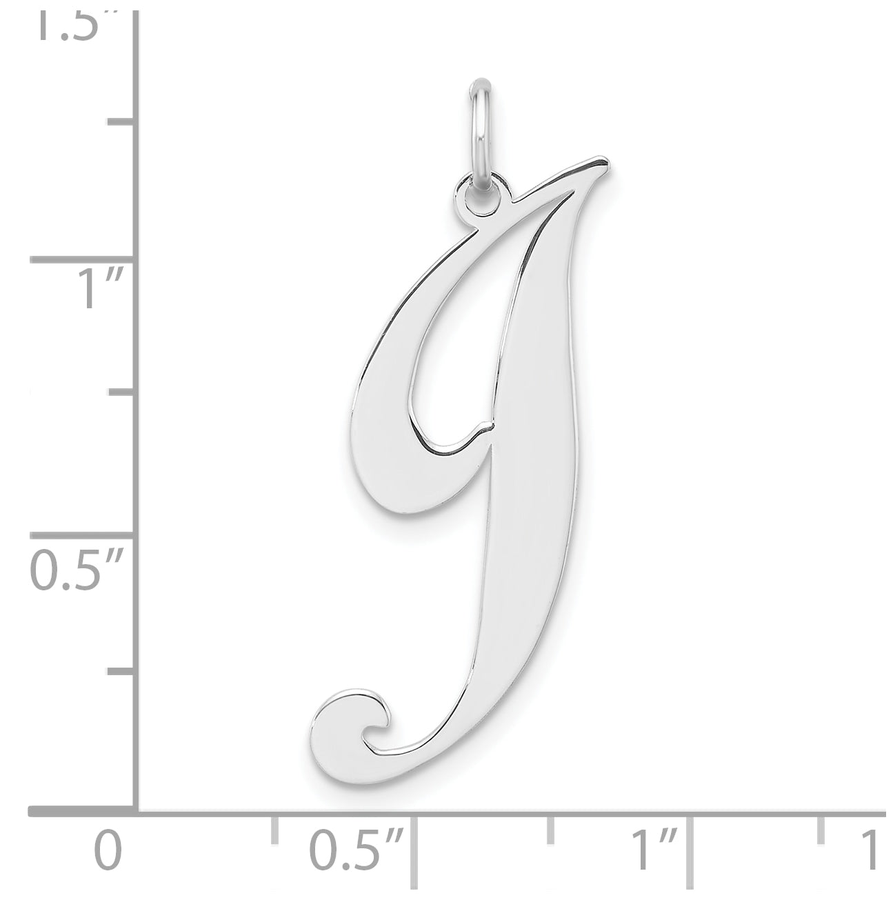 Large Sterling Silver Rhodium plated Fancy Script Letter J Initial Charm