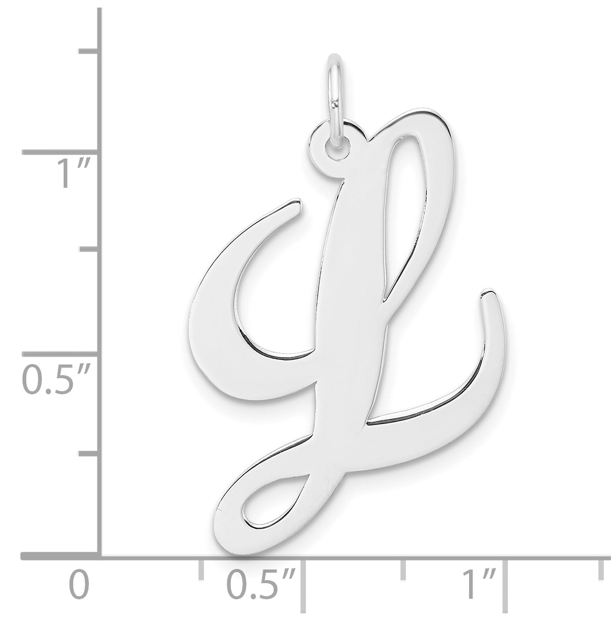 Large Sterling Silver Rhodium plated Fancy Script Letter L Initial Charm