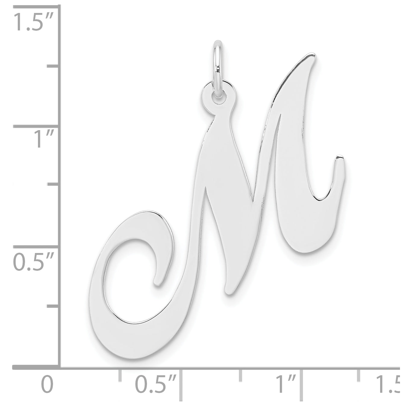 Large Sterling Silver Rhodium plated Fancy Script Letter M Initial Charm