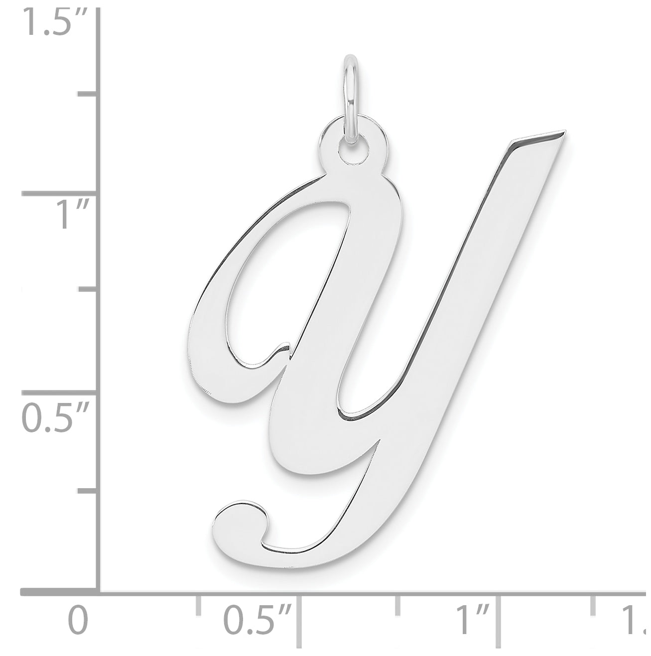 Large Sterling Silver Rhodium plated Fancy Script Letter Y Initial Charm