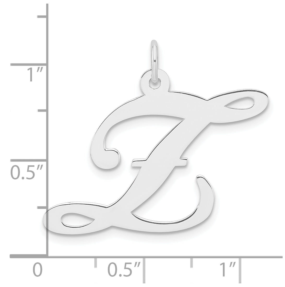 Large Sterling Silver Rhodium plated Fancy Script Letter Z Initial Charm