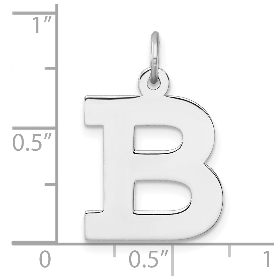 Large Sterling Silver Rhodium plated Block Letter B Initial Charm