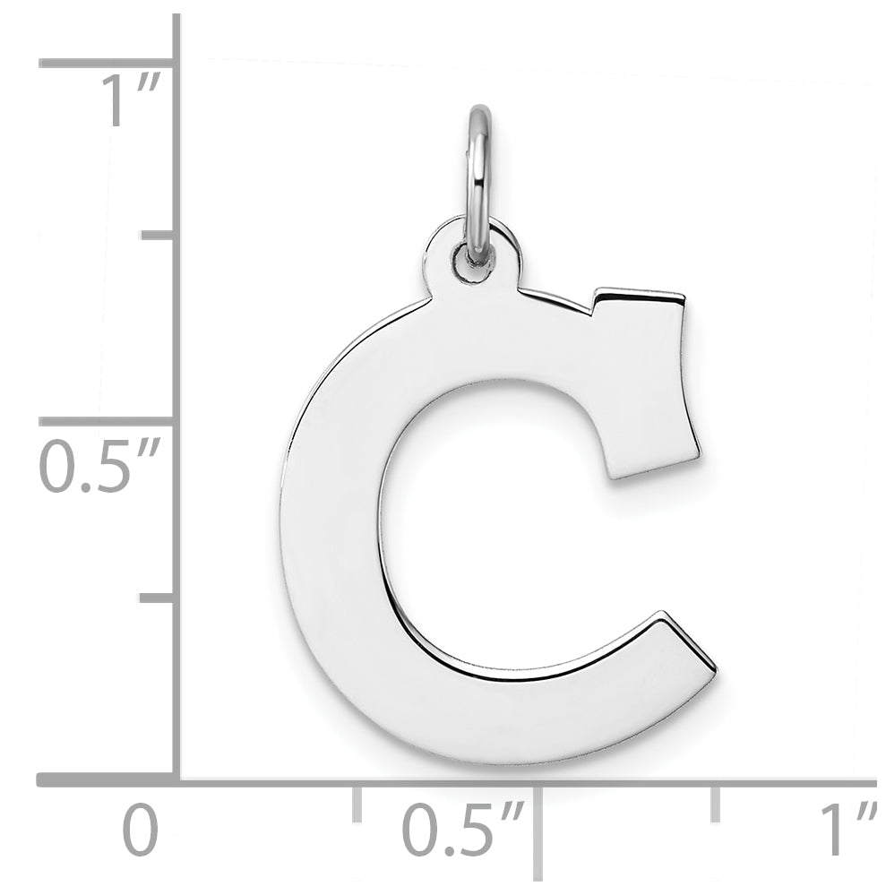 Large Sterling Silver Rhodium plated Block Letter C Initial Charm