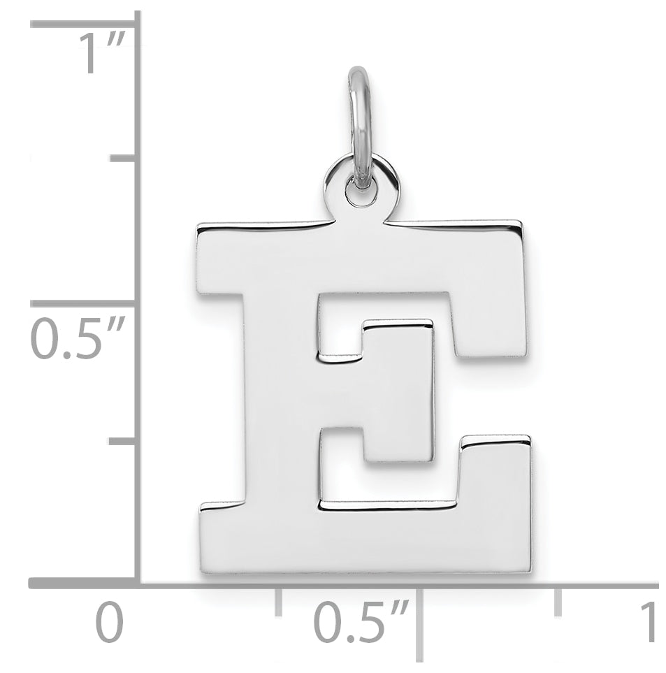 Large Sterling Silver Rhodium plated Block Letter E Initial Charm