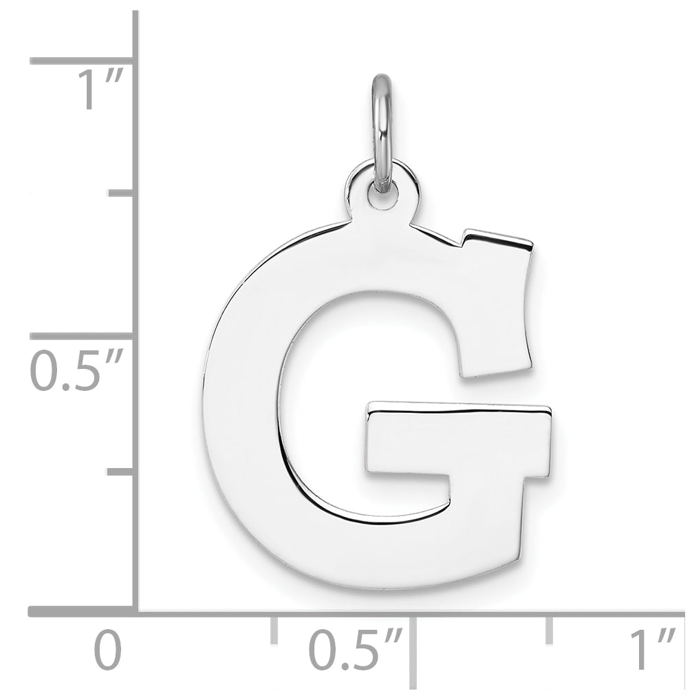 Large Sterling Silver Rhodium plated Block Letter G Initial Charm