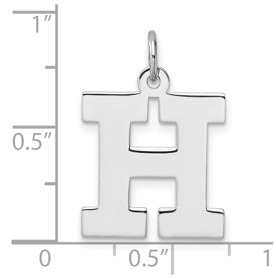 Large Sterling Silver Rhodium plated Block Letter H Initial Charm