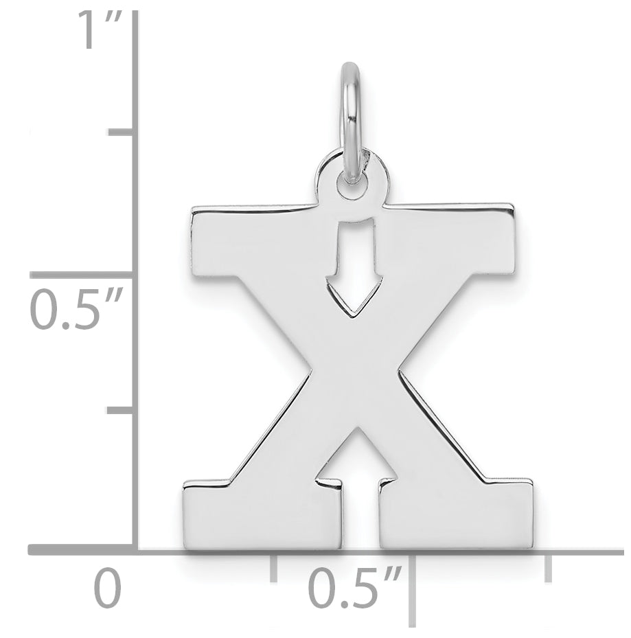Large Sterling Silver Rhodium plated Block Letter X Initial Charm