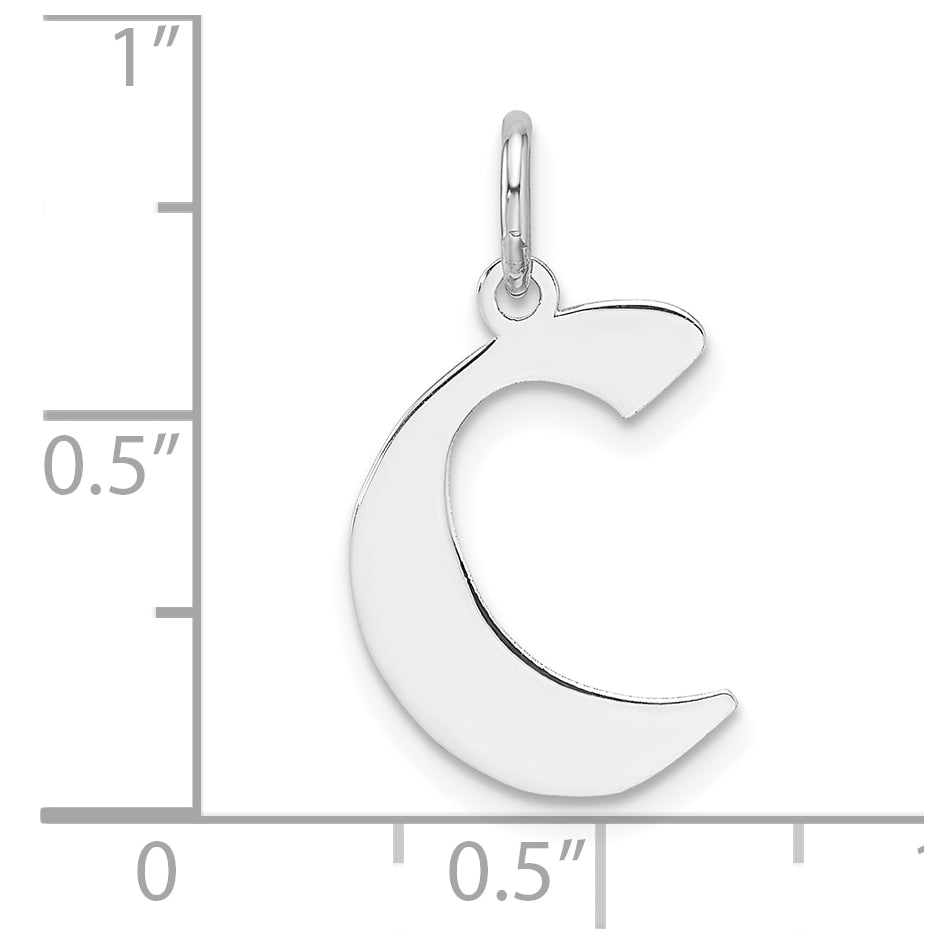 Small Sterling Silver Rhodium plated Artisan Block Letter C Initial Charm