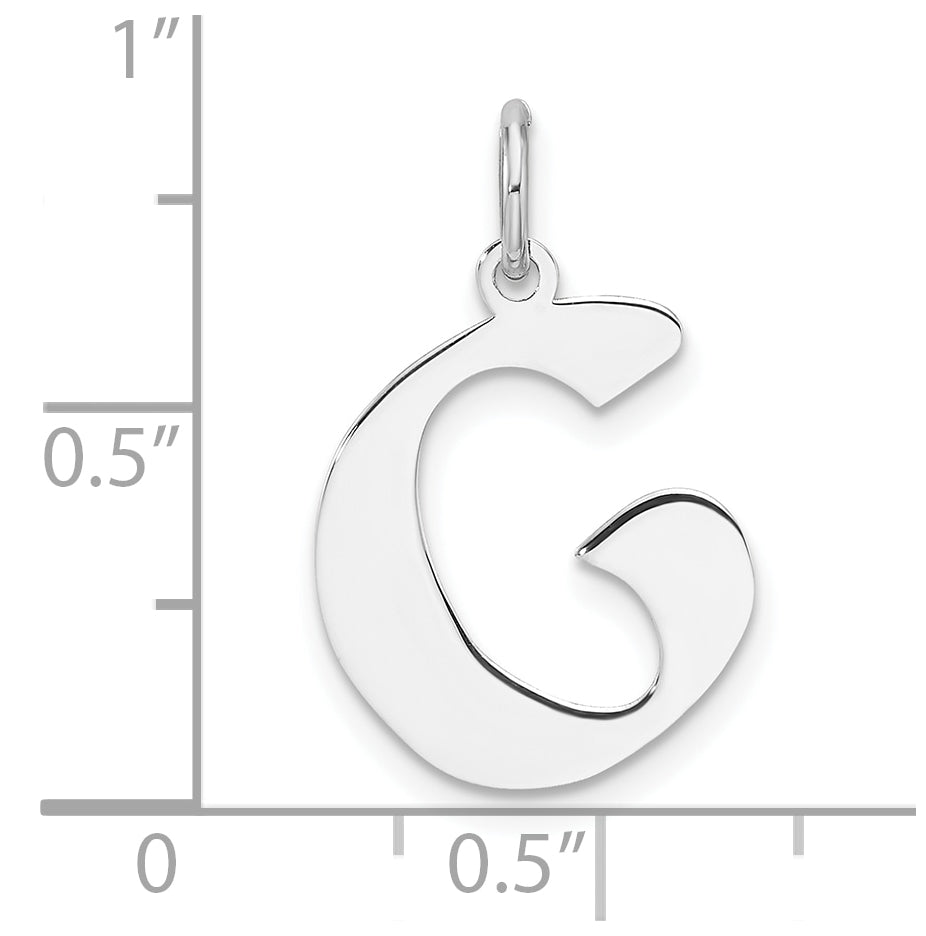 Small Sterling Silver Rhodium plated Artisan Block Letter G Initial Charm