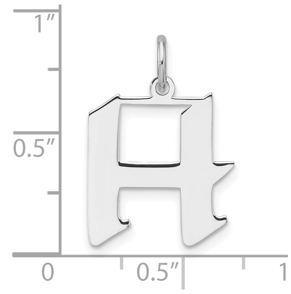 Small Sterling Silver Rhodium plated Artisan Block Letter H Initial Charm