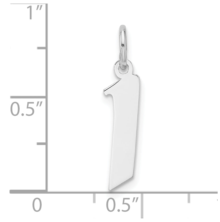 Small Sterling Silver Rhodium plated Artisan Block Letter I Initial Charm