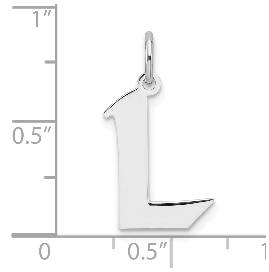 Small Sterling Silver Rhodium plated Artisan Block Letter L Initial Charm