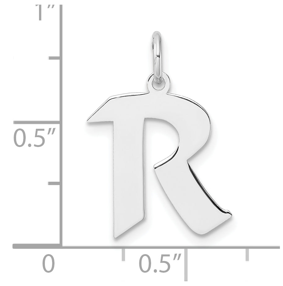 Small Sterling Silver Rhodium plated Artisan Block Letter R Initial Charm