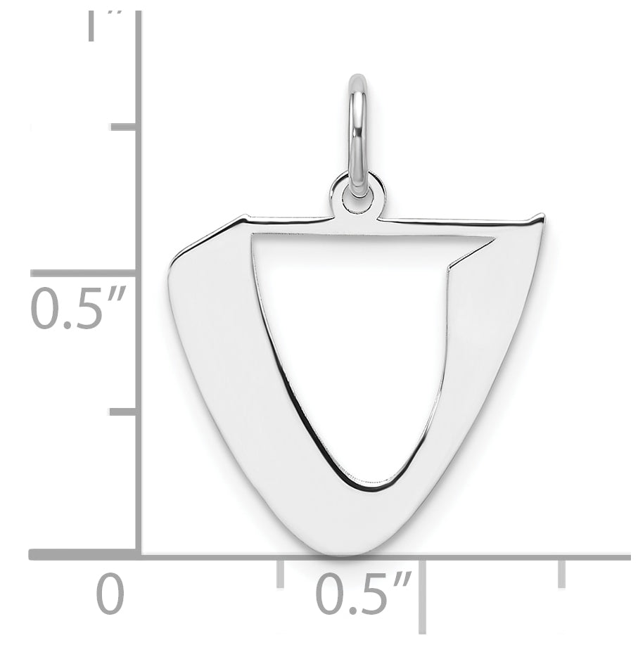 Small Sterling Silver Rhodium plated Artisan Block Letter U Initial Charm