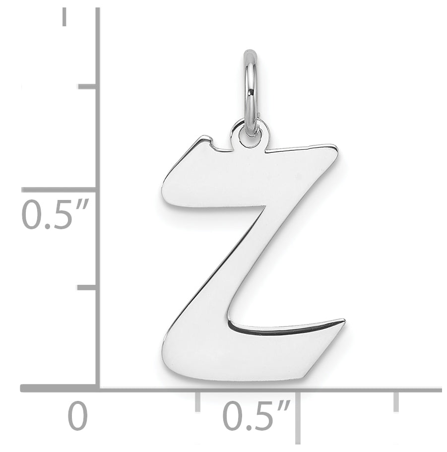 Small Sterling Silver Rhodium plated Artisan Block Letter Z Initial Charm