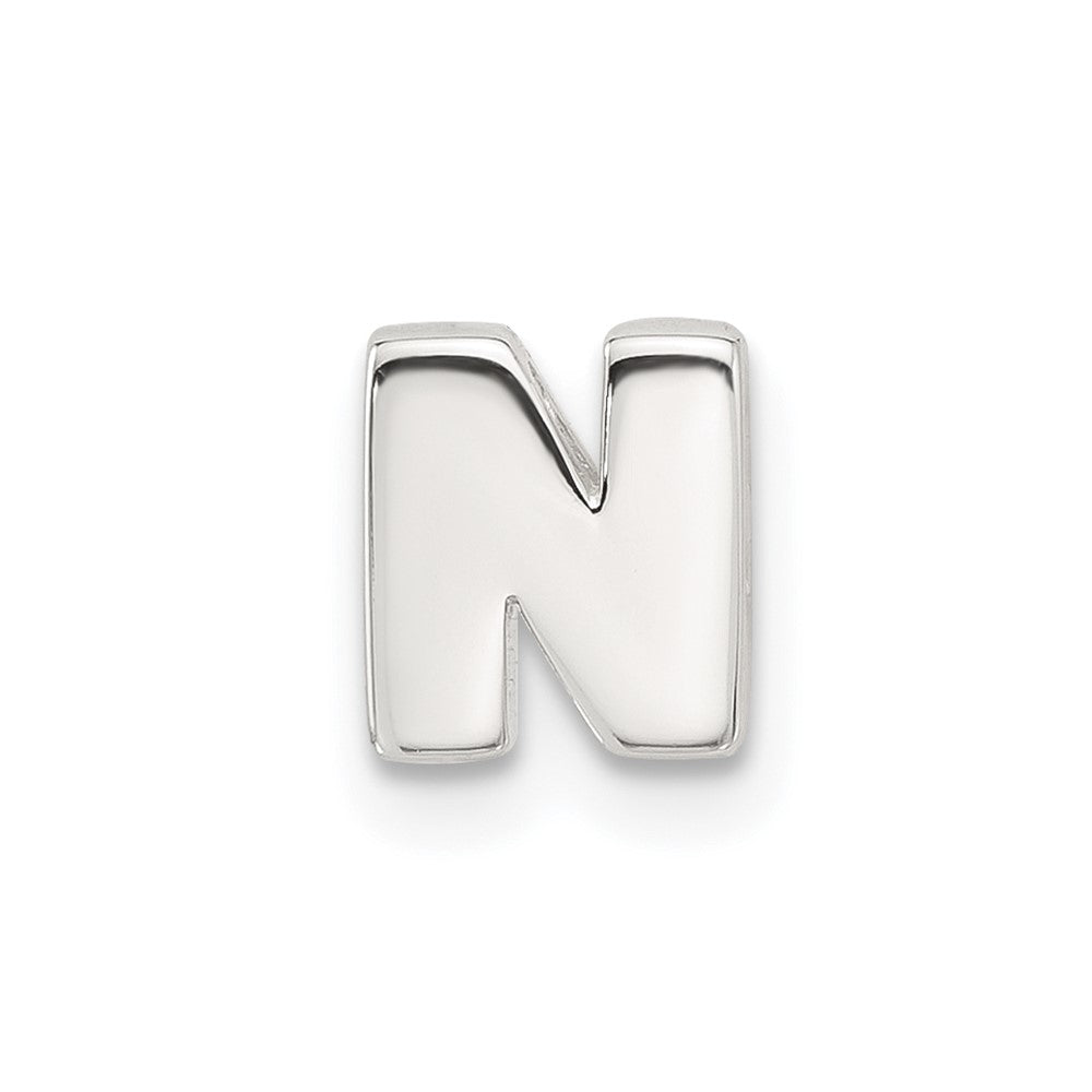 Sterling Silver E-coated Letter N Slide Charm
