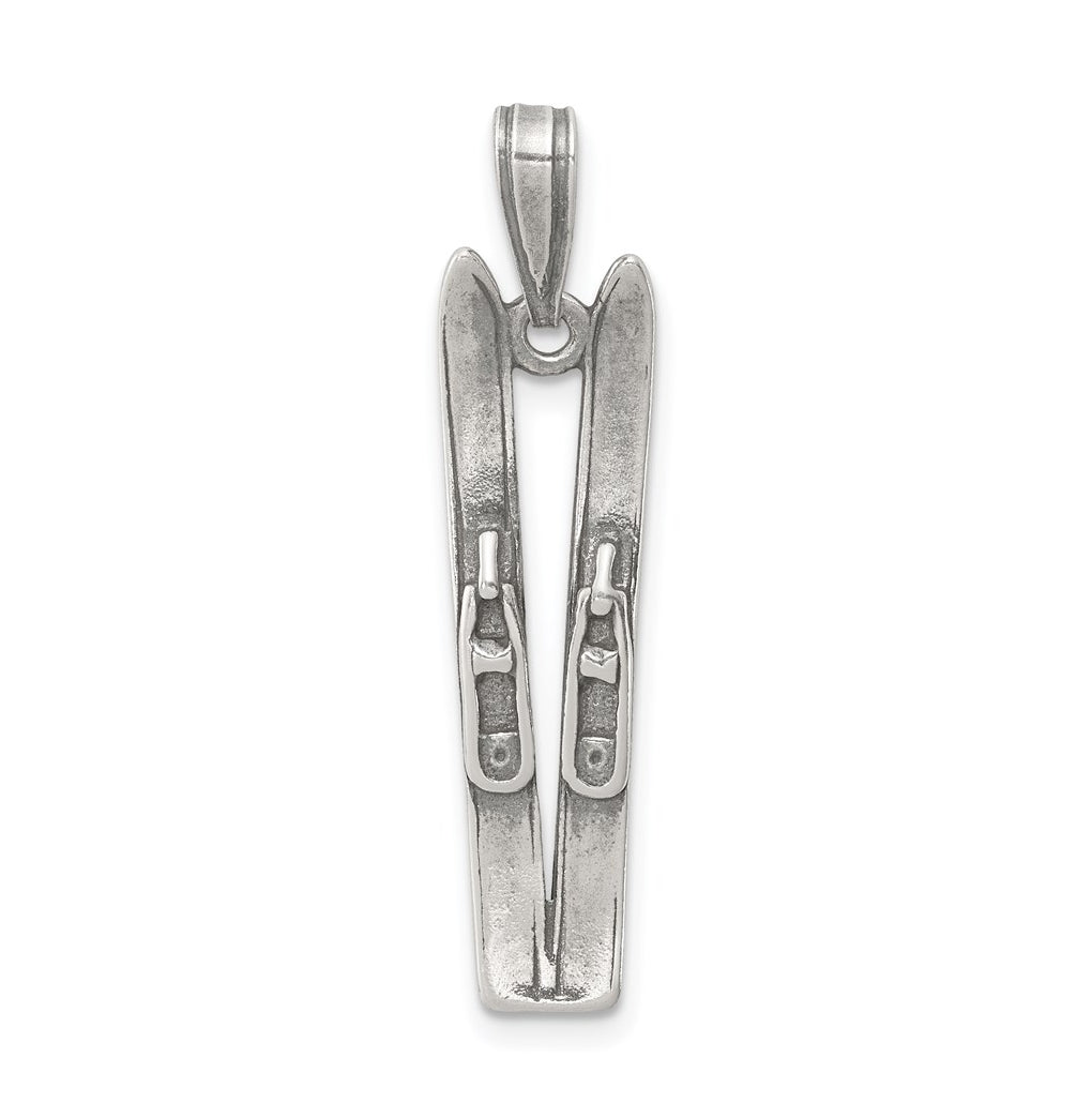Sterling Silver Antiqued Ski's Charm – Elegant Jewelry Gift for Birthday, Anniversary, Engagement, Wedding