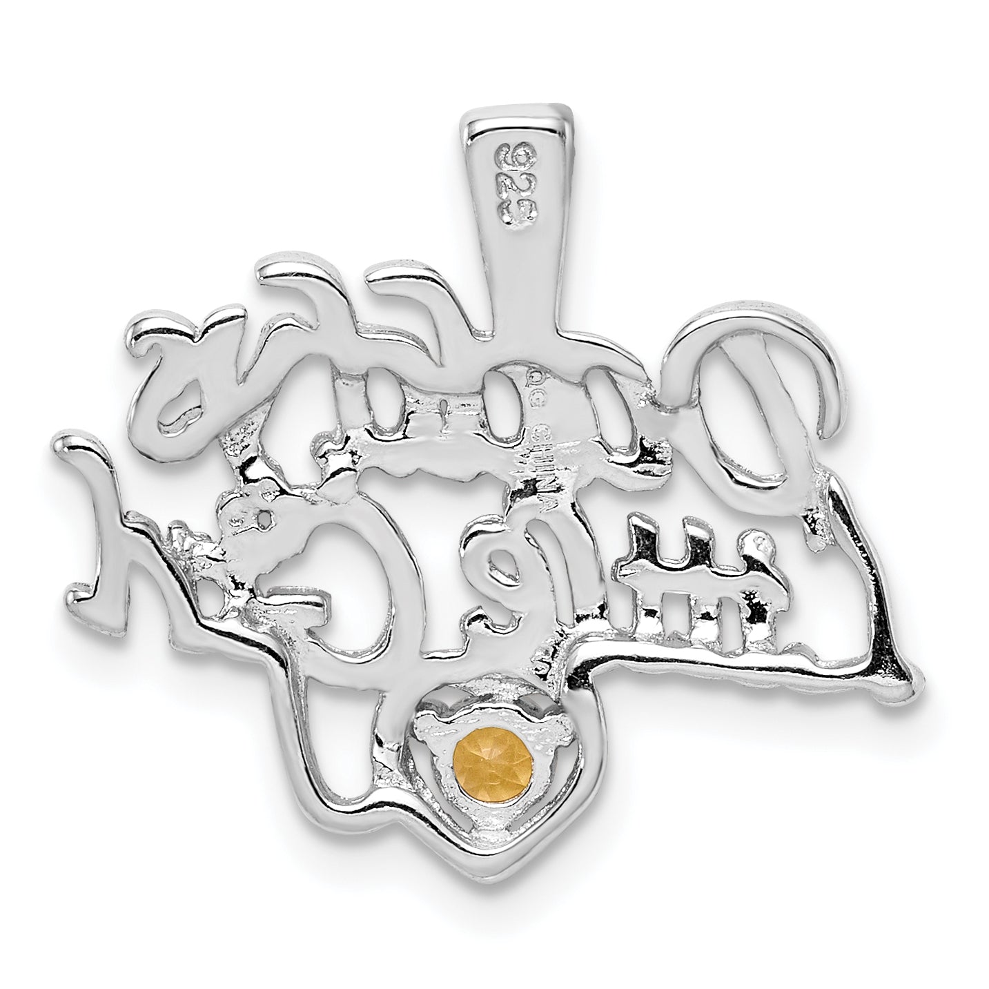 Sterling Silver Rhodium platedCitrine Daddy's Little Girl Pendant