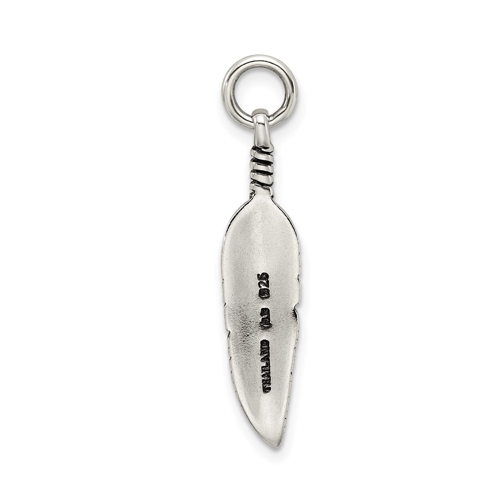 Sterling Silver Antiqued Feather Charm – Elegant Jewelry Gift for Birthday, Anniversary, Engagement, Wedding