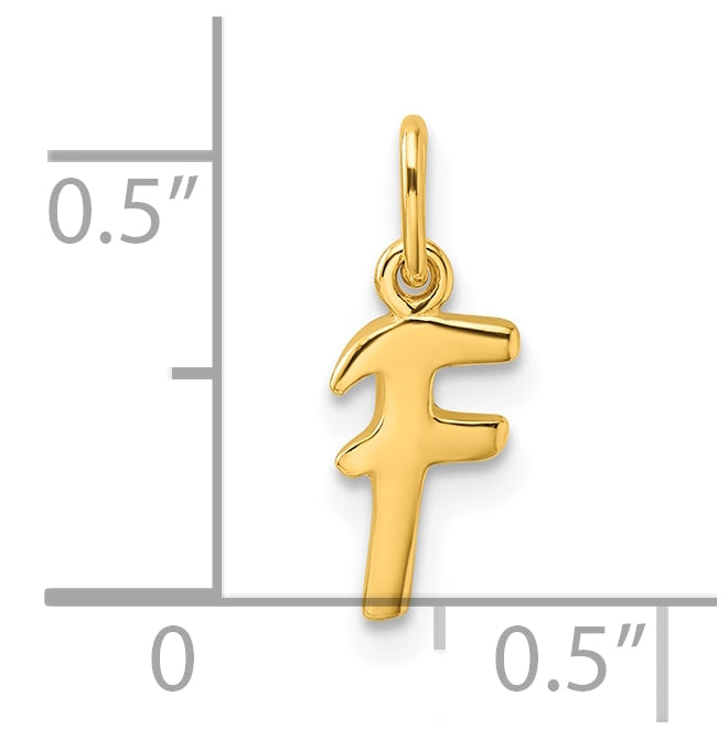 Sterling Silver Gold-tone Polished Letter F Initial Charm