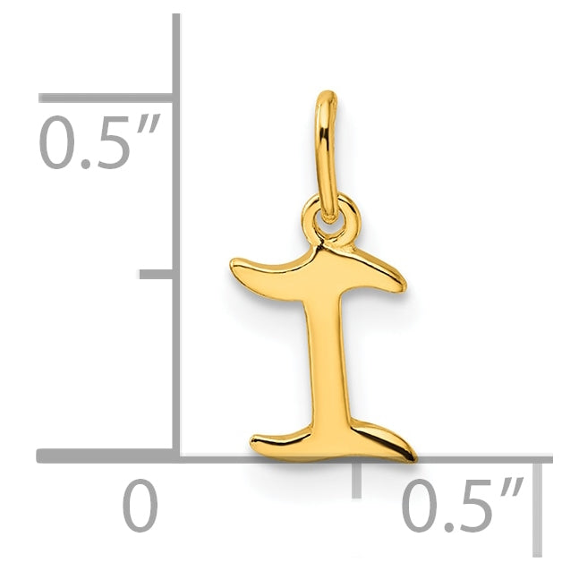 Sterling Silver Gold-tone Polished Letter I Initial Charm