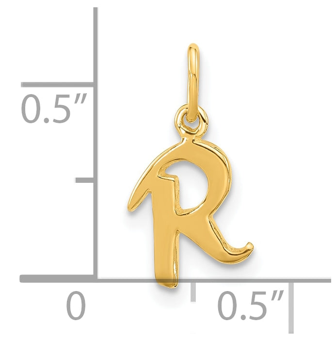 Sterling Silver Gold-tone Polished Letter R Initial Charm