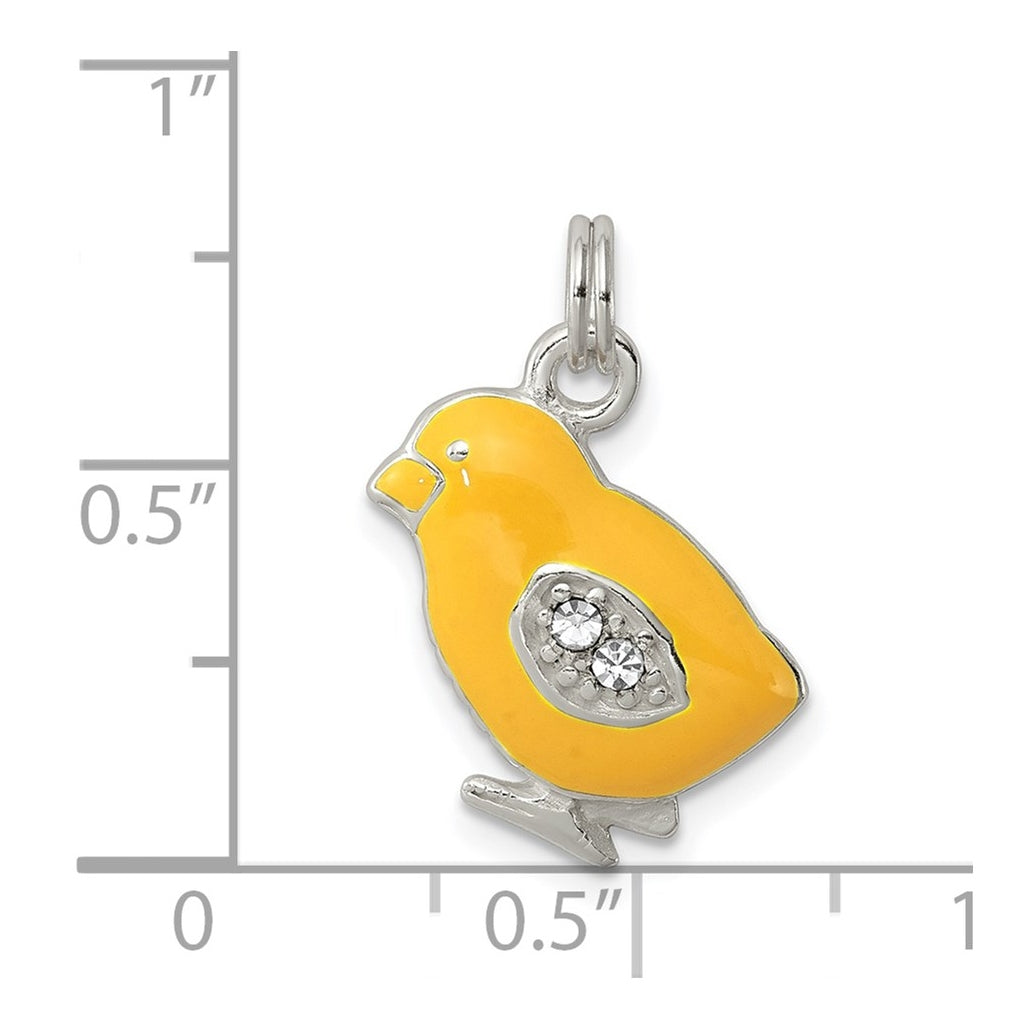Sterling Silver Preciosa Crystal Enameled Yellow Baby Chick Charm