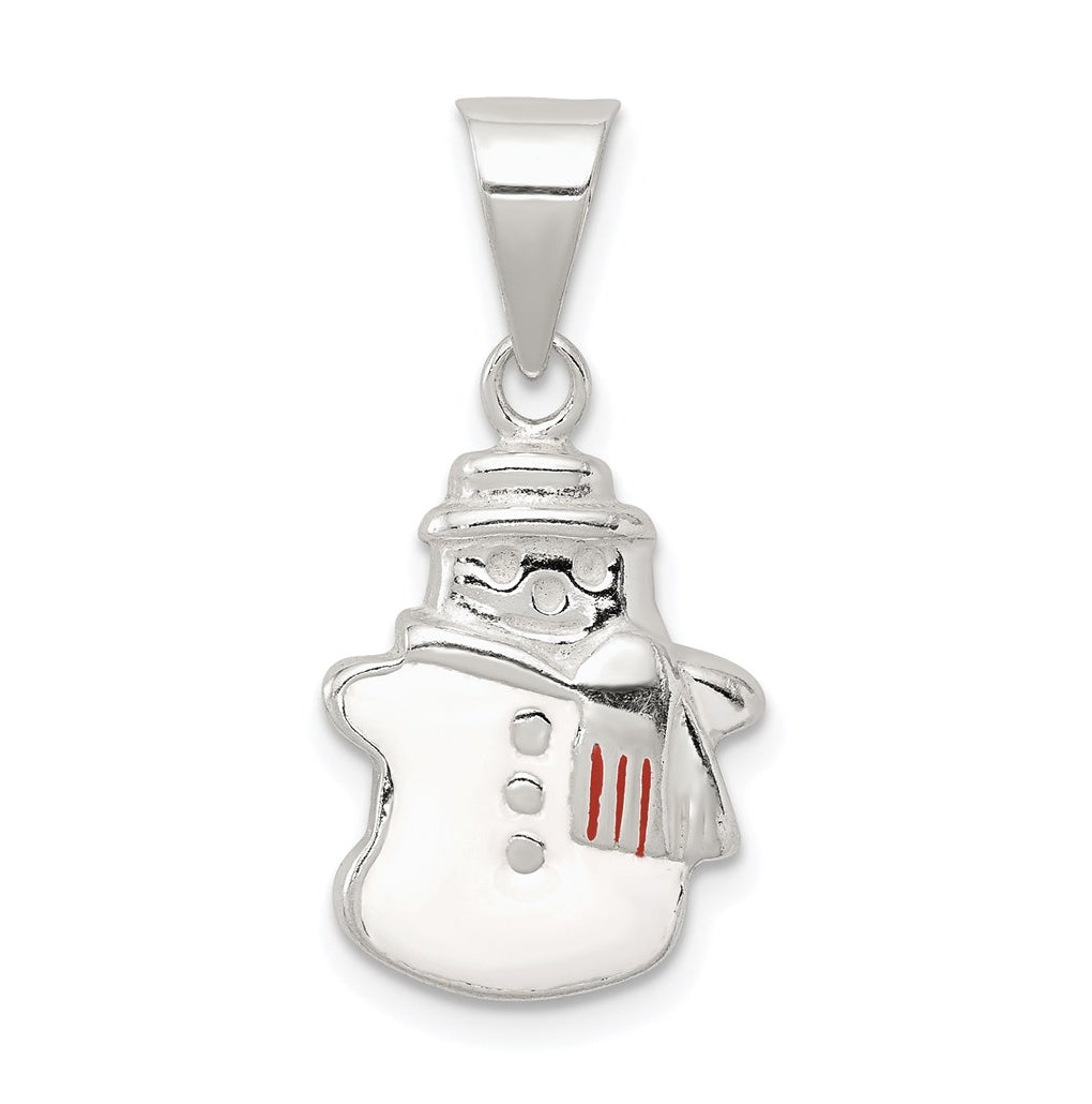 Sterling Silver Enameled Snowman Charm – Elegant Jewelry Gift for Birthday, Anniversary, Engagement, Wedding