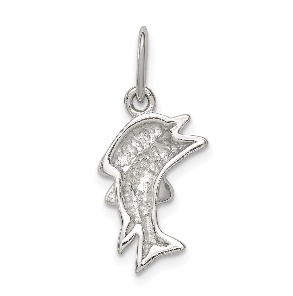 Sterling Silver Rhodium-plated Polished Dolphin Charm – Elegant Jewelry Gift for Birthday, Anniversary, Engagement, Wedding