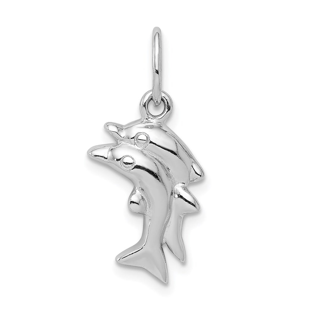 Sterling Silver Rhodium-plated Polished Dolphin Charm – Elegant Jewelry Gift for Birthday, Anniversary, Engagement, Wedding