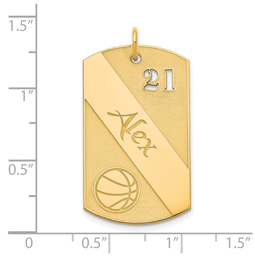 SS/Gold-plated Personalized Basketball Dog Tag Charm