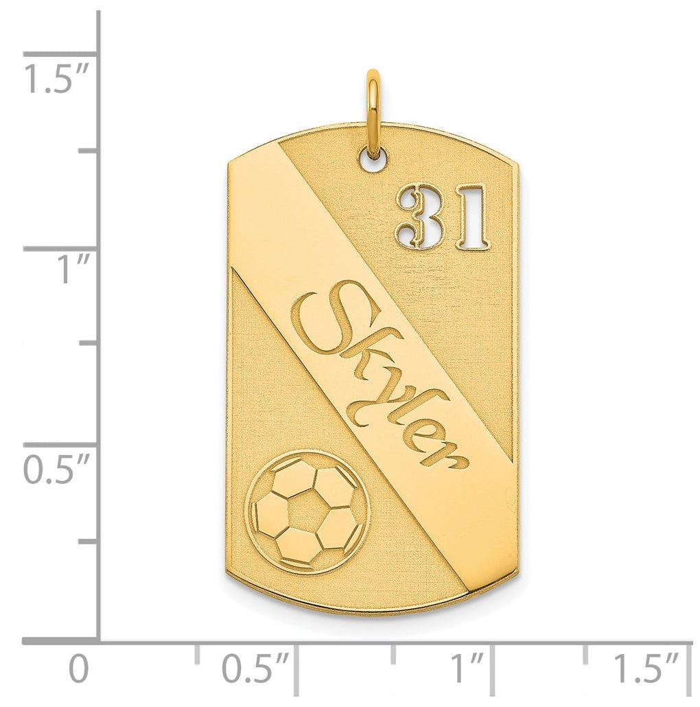 SS/Gold-plated Personalized Soccer Ball Dog Tag Charm