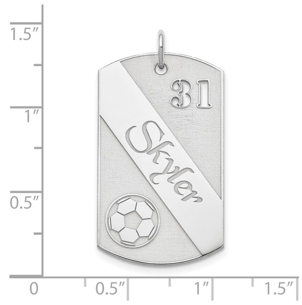 SS/Rhodium-plated Personalized Soccer Ball Dog Tag Charm
