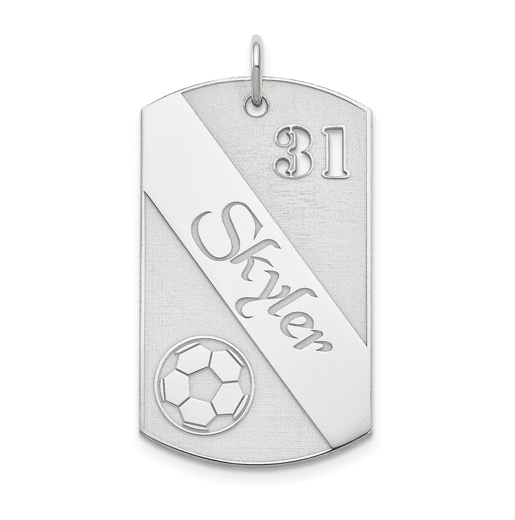 SS/Rhodium-plated Personalized Soccer Ball Dog Tag Charm
