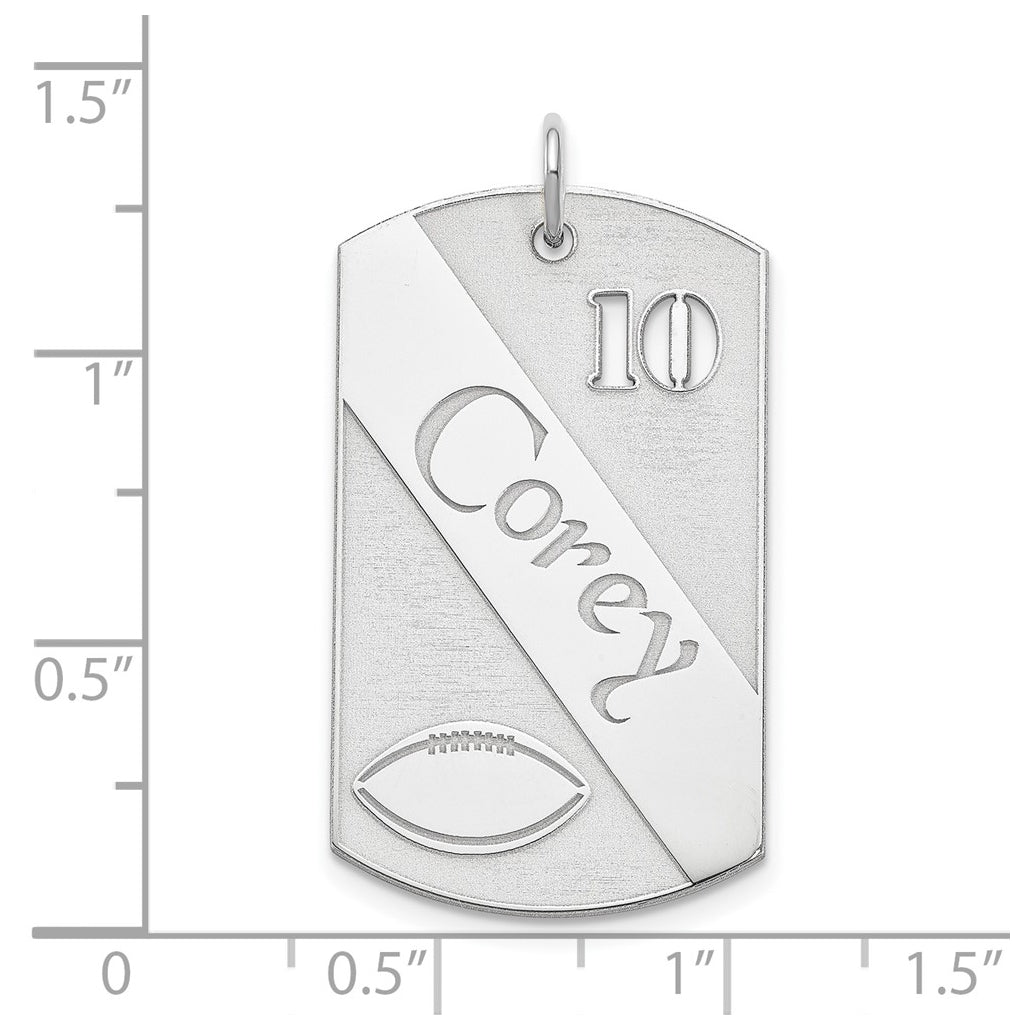 SS/Rhodium-plated Personalized Football Dog Tag Charm