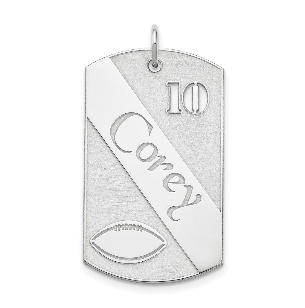 SS/Rhodium-plated Personalized Football Dog Tag Charm
